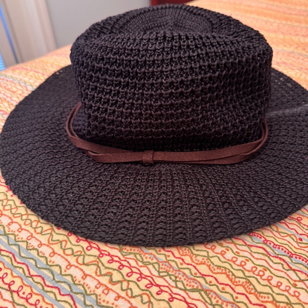 Four Buttons San Diego Hat Co Black Woven Sun Hat Panama hat fedora style hat
